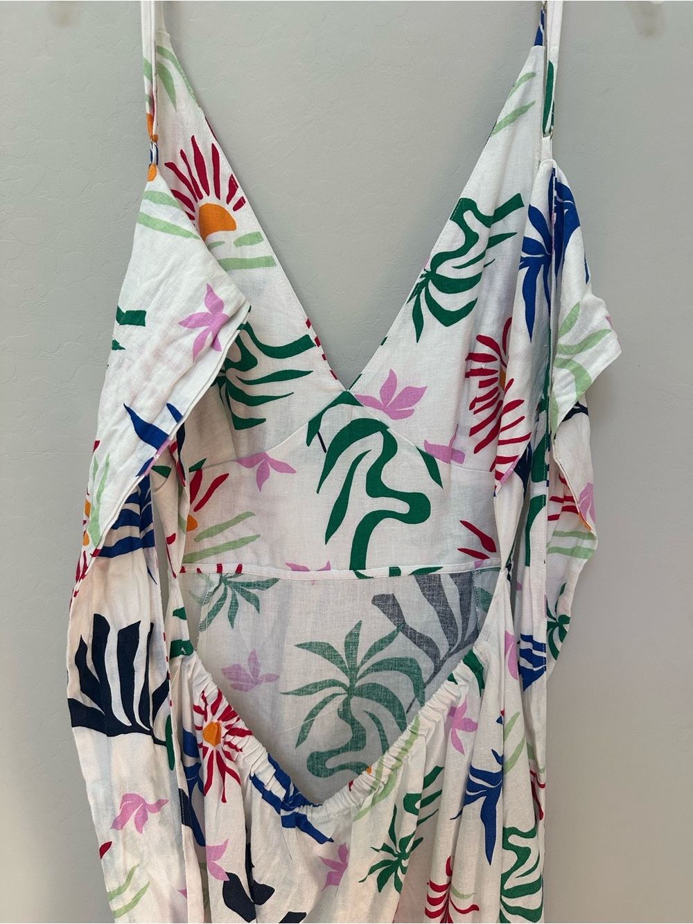 NWT LOFT Beach Sun Cutout Tropical Linen Blend Midi Pocket Dress – Size 14 - Picture 7 of 13